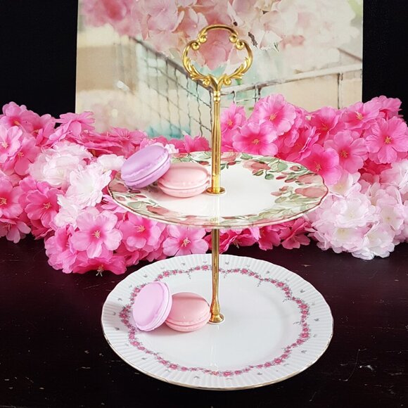 Handmade 2 Tier Cake Stand Dessert Jewelry Trinket Tray Tea Party Decor Gift - Picture 2 of 7